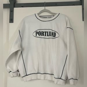 Portland Textured Fleece Sweatshirt White Oregon US 6 Women- Medium